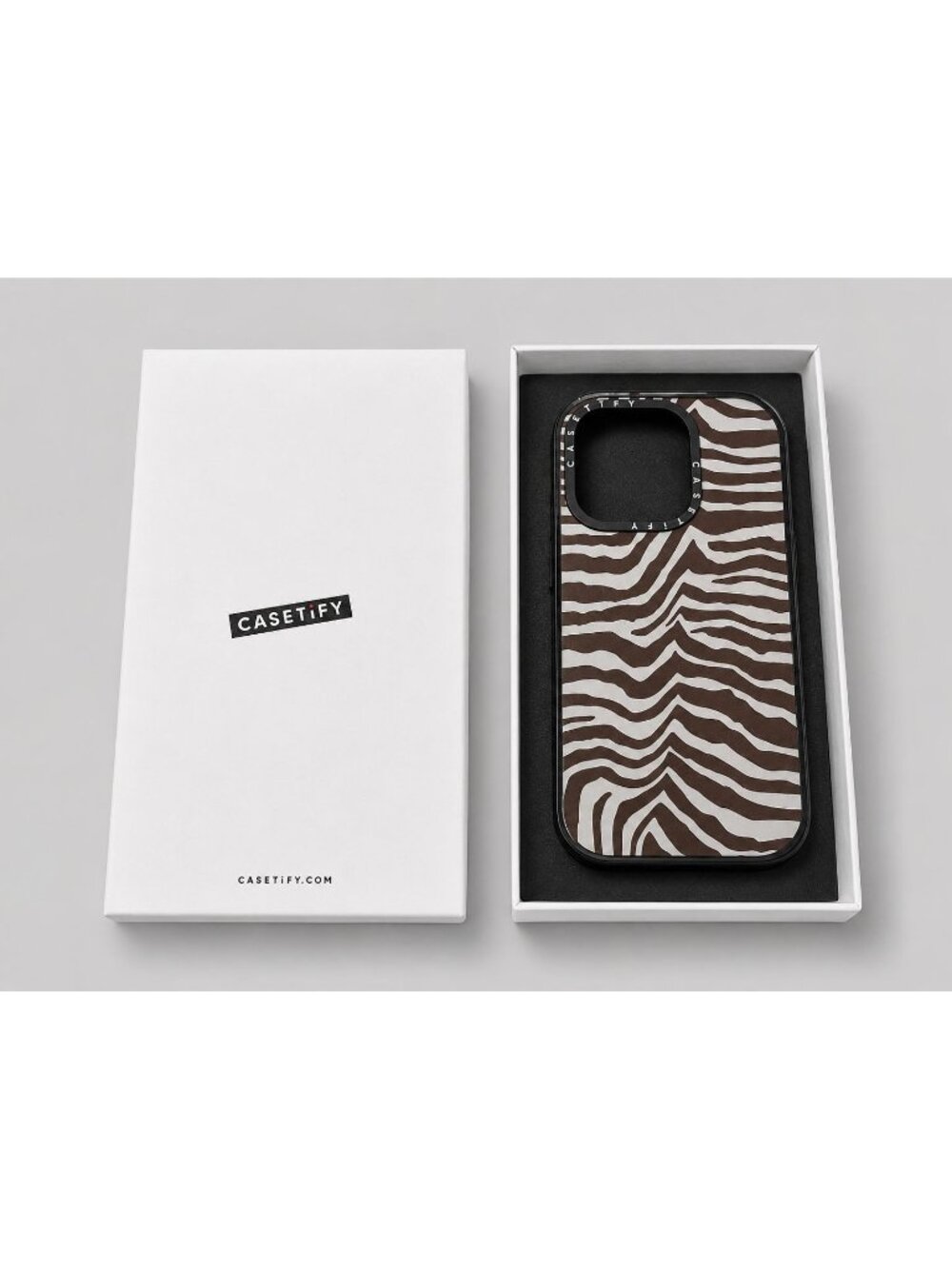CASETiFY Impact Case iPhone 14 Pro Zebra Brown Clear Black 8.2ft MagSafe